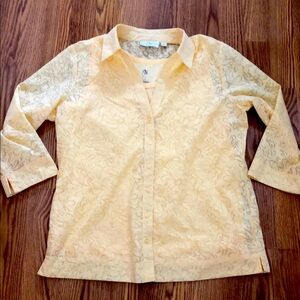 Floral Yellow Button-Up Blouse with tank top size medium